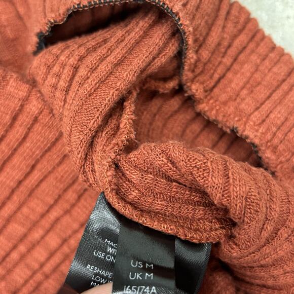 Urban Outfitters UO Rosie Ribbed Flare Pants M Cotton Blend Burnt Orange Ribbed - Picture 9 of 14